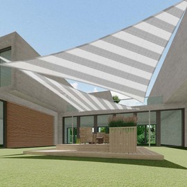 ECOOPTS 4'x4'x4' HDPE Sun Shade Sail Triangle Canopy Shades for Outdoor Patio Pergola Cover Fabric Blockage 95% UV Resistant(Gray White)