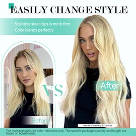 Ukira Blonde Hair Extensions Real Human Hair, 70g 12 Inch 7pcs Platinum Blonde Clip in Hair Extensions, Ntural Straight Remy Human Hair Extensions Clip ins for Women