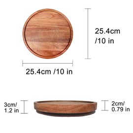 Baoswi 25.4 cm Turntable Acacia Wood Lazy Susan Organizer 10'' Rotating Wooden Spice Rack Organizer for Kitchen Countertop Cabinet Pantry Table Organization
