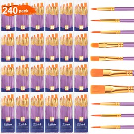 ESRICH Acrylic Paint Brushes Set, 24 Packs/240 Pcs, Nylon Brush Head, Suitable for Acrylic, Oil, Watercolor, Rock Body Face Nail Art,Perfect Suit of Art Painting.(Purple)