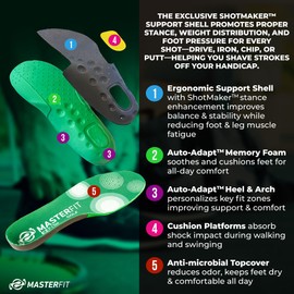 MASTERFIT EZQF Regular Golf Shoe Insoles for Men Women - Enhanced Stability, Precision Swing, and Comfortable Insoles - Athletic Shoe Inserts for Foot Pain - Shoe Insoles for Men Women - XS Size