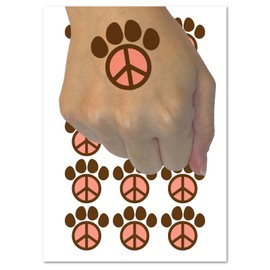 Paw Print Dog Cat Peace Sign Temporary Tattoo Water Resistant Fake Body Art Set Collection - 54 1" Tattoos (1 Sheet)