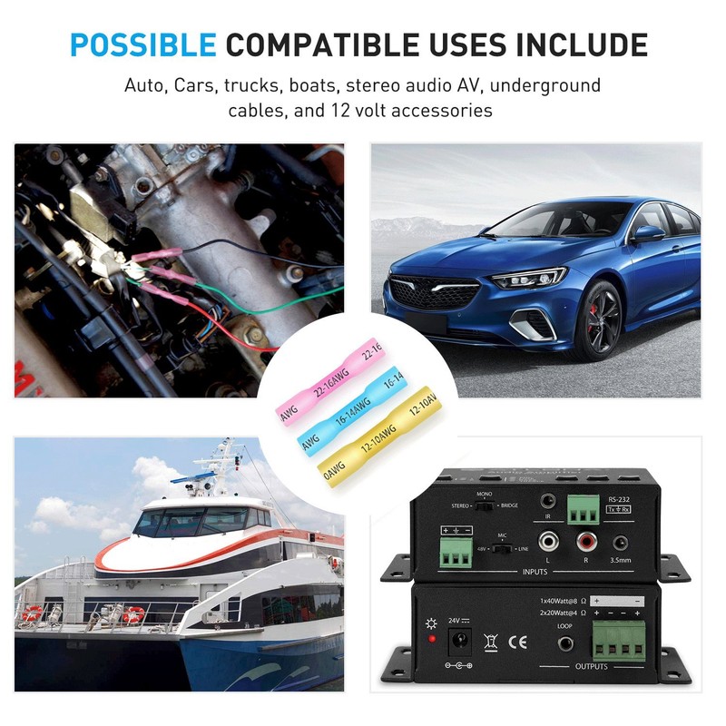 Nilight 200PCS Heat Shrink Butt Connectors - Waterproof Wire Connectors