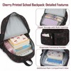 Lrenagao Cherry School Backpack for Girls, 3PCS Kids Teens Bookbag
