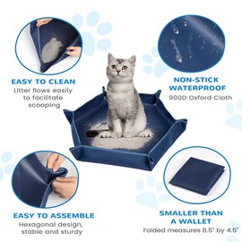 Travel Litter Box for Cats,ZINGTERRA Large Size Portable Litter Box, Foldable Cat Litter Pad,Packable Waterproof Supplies for Cat Kitten Indoor Outdoor (Great for Traveling with Kitty) 29.5Inch