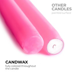 CANDWAX 12 inch Taper Candles Set of 4 - Dripless and Smokeless Candle Unscented - Slow Burning Candle Sticks - Pink Candles Taper