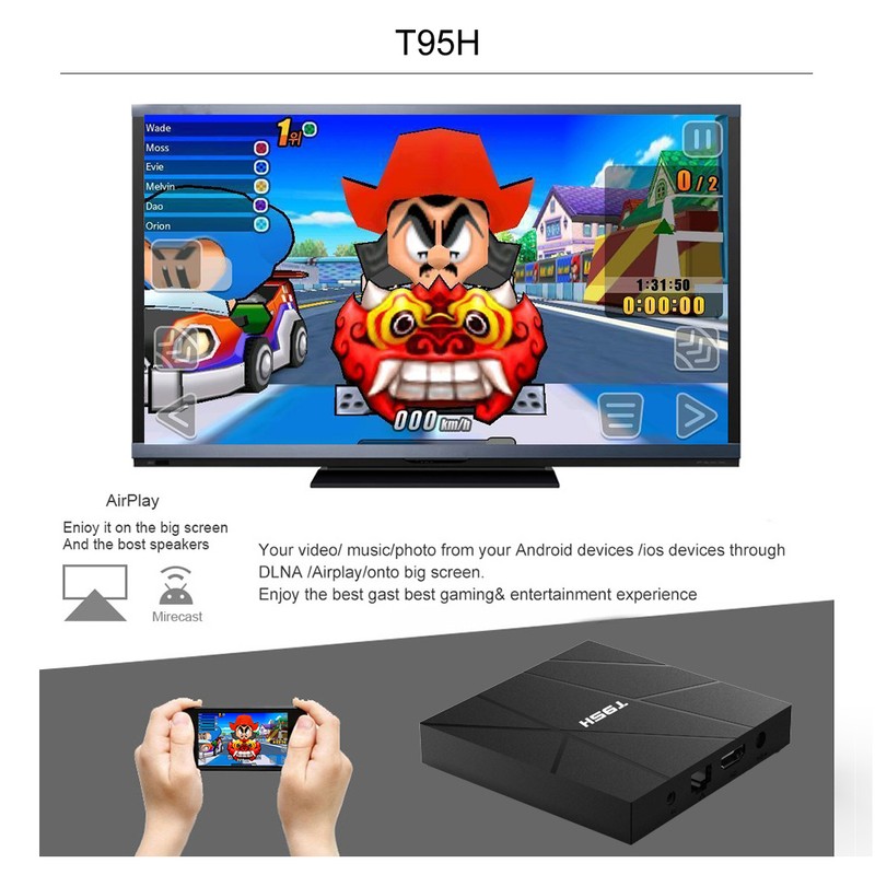 T95H Android 10.0 Smart TV Box Allwinner H616 Quad-core 64 Bit 4+32GB 6K Media Player LCD Display