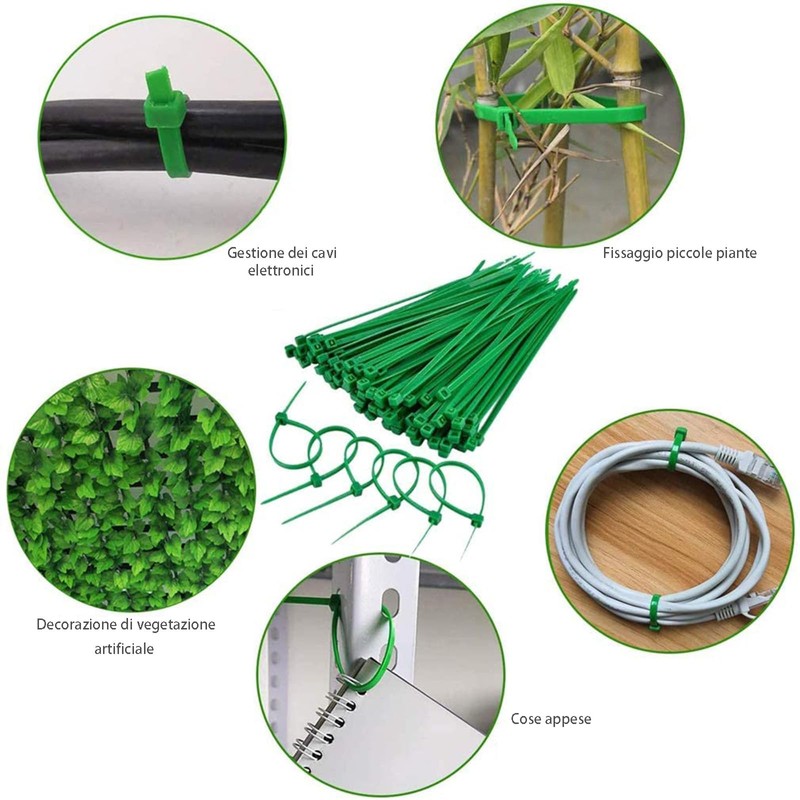 Pack of 100 Cable Ties Green Cable Ties for Garden