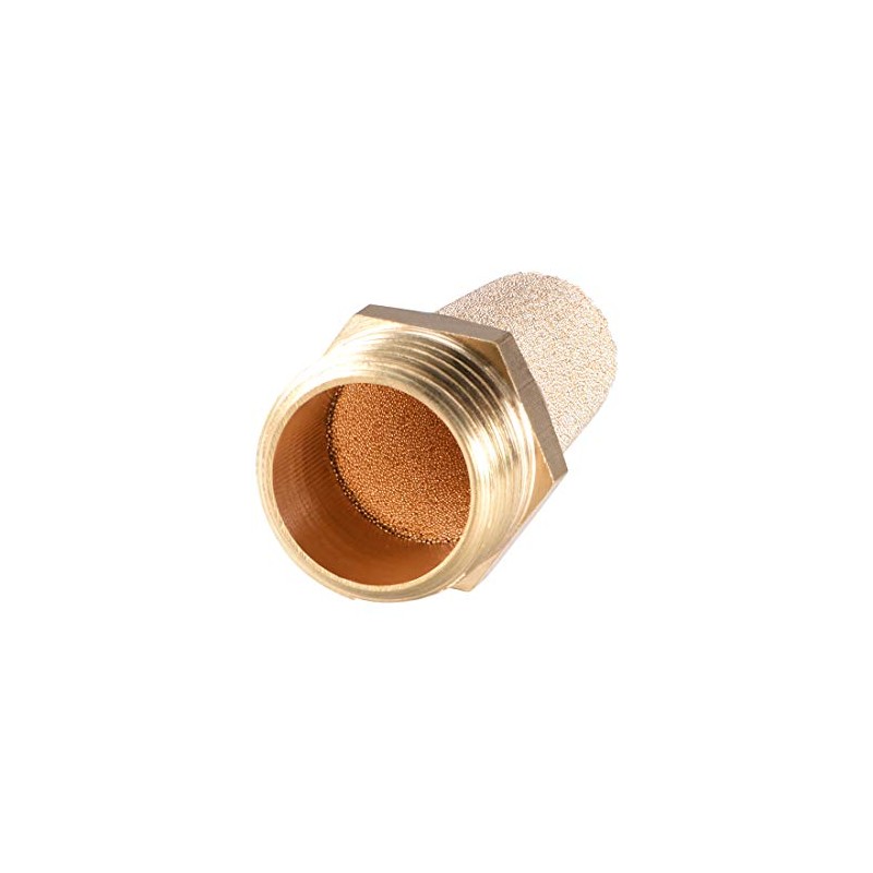 sourcing map Brass Exhaust Silencer G1/2 Plug Thread Bronze Brass
