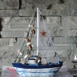 streeHerjjkeA1 Wooden Sailboat Model Boat Decoration Decorations Nautical Maritime Anchor Shell Nautical Perfect for Beach Sea Holiday Decoration Wooden Sailing Boats Model with Fishing Net