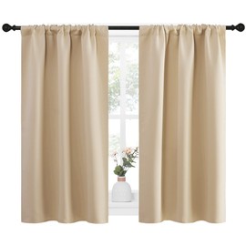 NICETOWN Cortinas opacas para oscurecer la habitación, decoración del hogar, cortinas de ventana con aislamiento térmico y reducción de ruido, con bolsillo para barra superior (Biscotti Beige， 1 Par, 86 x 114 cm)