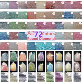 144000PCS AB Beads for Diamond Painting, Diamond Painting Accessories, 72 Colors Round Drills Rhinestones for Crafts, Bead Art or Nails Art, 2.8MM