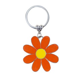 Fzcyuoo Cute Daisy Keychain, Enamel Bag Charm, Floral Charm for Purse Keys Metal Keyring Gift, Flower Pendant Key Holders, Bag Accessories, Travel Deco for Women Girls Flower Lovers (Orange)
