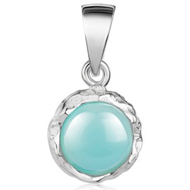 MATERIA by Matthias Wagner Women's Necklace with Chalcedony Gemstone Pendant 925 Silver in Blue, Gemstone
