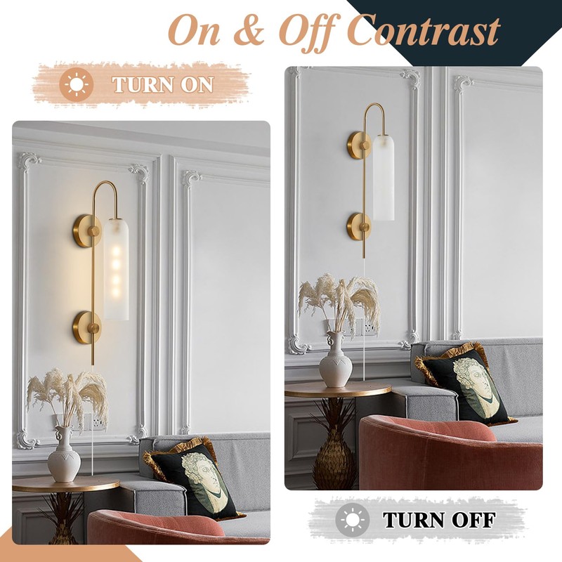 BOKT Mid Century Modern Plug in Wall Sconces Indoor Long