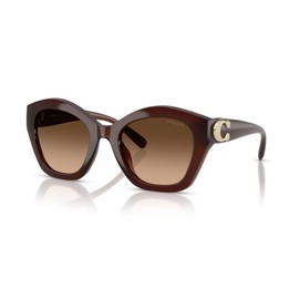 Coach Women's HC8421U Universal Fit Butterfly Sunglasses, Milky Hazelnut/Brown Gradient, 54 mm