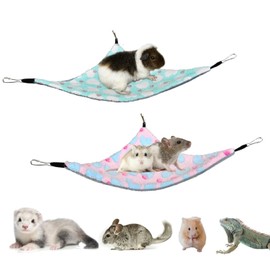 GOMIBABY Pack of 2 Hanging Corner Hammock with Hooks for Ferrets, Rats, Guinea Pigs, Chinchillas, Hamsters, Hedgehogs, and Other Small Animals.