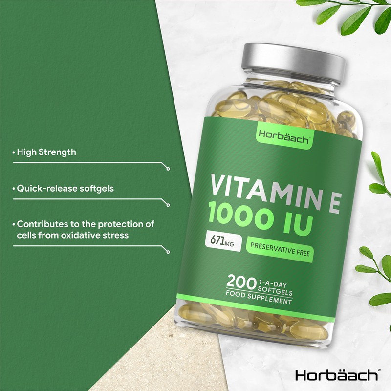 Vitamin E Oil Capsules | 1000iu Strength | 200 Softgels