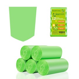 Mini Trash Bags, Inwaysin 1.2 Gallon Trash Bags, Small Compost Bin Bags, 6L, 100Bags, Clear Green