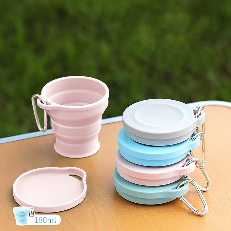 折り畳みコップ 180ml 折りたたみカップ 蓋付き シリコン 携帯コーヒーコップ 耐熱 多機能 おしゃれ 軽量