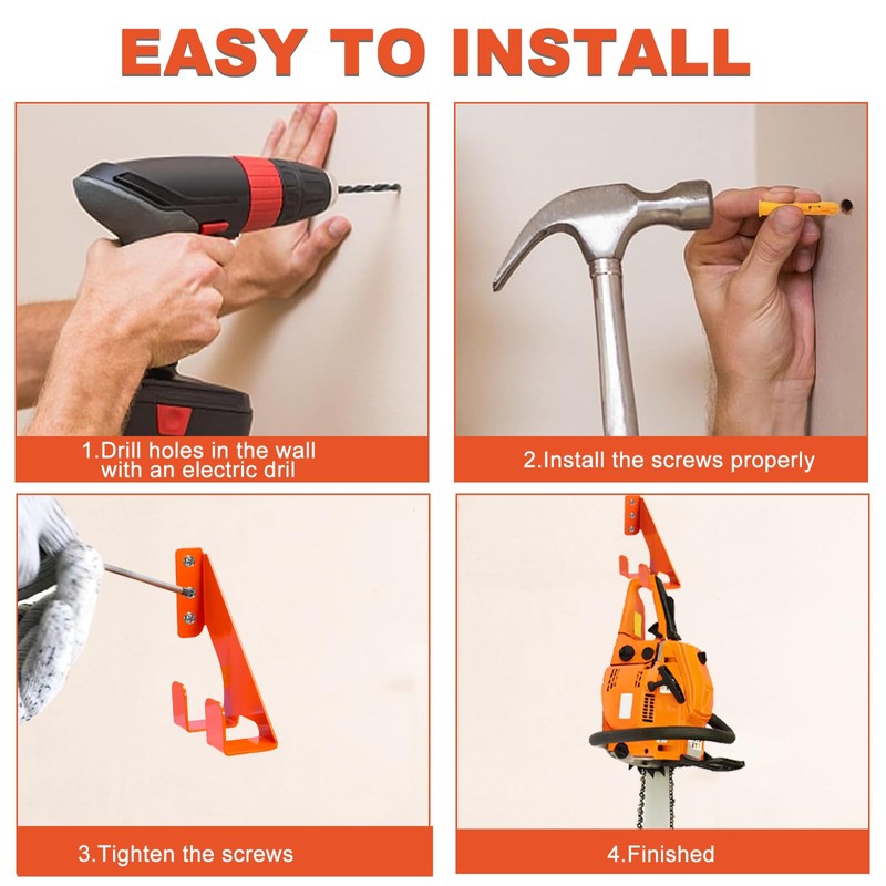 Mtanlo 2 Pack Heavy Duty Chainsaw Hanger Wall Mount -
