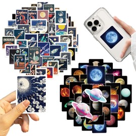 FDGGT 100 Planet Themed Stickers, Creative Space Stickers, Waterproof Stickers, Can Be Used to Decorate Bicycles, Windows, Walls and Water Cups