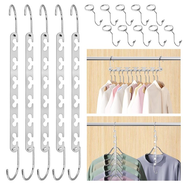 Daily Treasures Magic Metal Hangers Space Saving with 10 Hanger