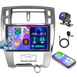 2+64G Android 15 Car Stereo for Hyundai Tucson 2006-2009,9 inch Touch Screen Radio Wireless Apple CarPlay Android Auto DSP 5G WiFi Bluetooth GPS FM RDS+Free AHD Backup Cam