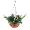 Artificial Christmas Hanging Basket Decorated with Pine Cones Ball Lights