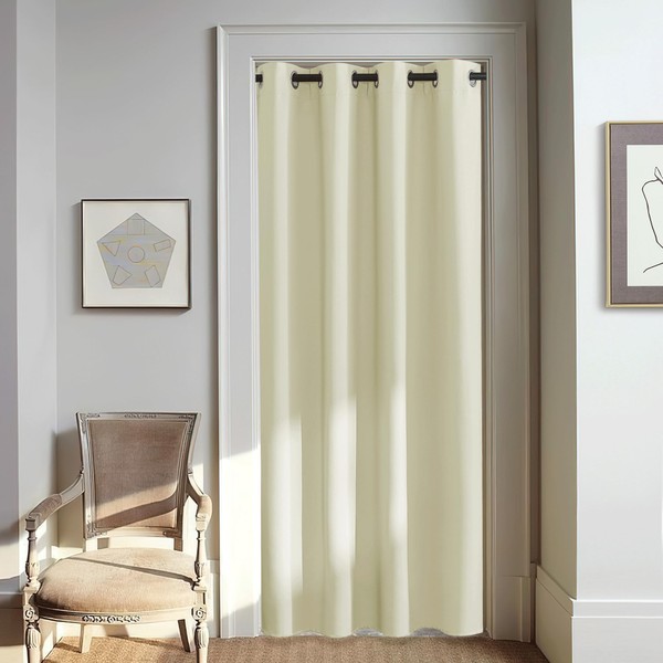 NICETOWN Room Darkening Beige Curtain 80 inch Length, Grommet Thermal