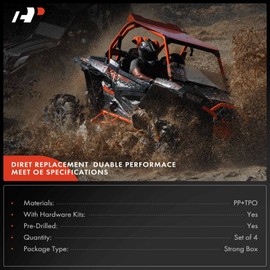 A-Premium - [4PCS] Simplified UTV Mud Flaps Fender Flares - Compatible with Polaris RZR XP 1000, RZR XP 4 1000, RZR XP Turbo, RZR XP 4 Turbo - 2014-2018, Front & Rear