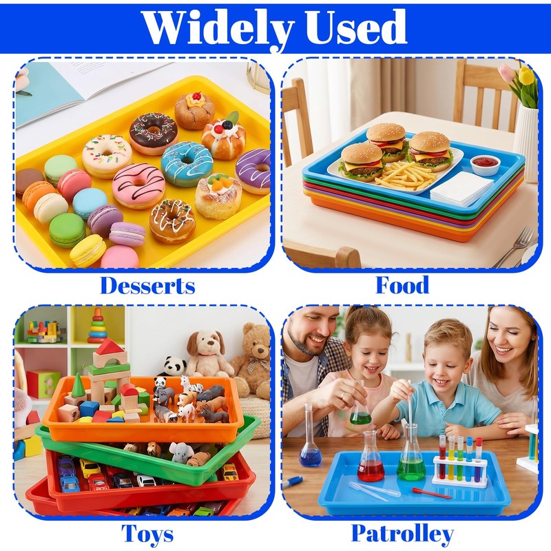 Sibba 6 Pack Multicolor Plastic Art Trays Colorful Activity Crafts
