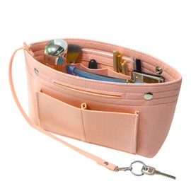 Soyizom Purse Organiser Insert for Tote Bag, Bag in Bag, Bag Insert with Keychain for Speedy Neverfull, 8 Colors（Pink，Large）