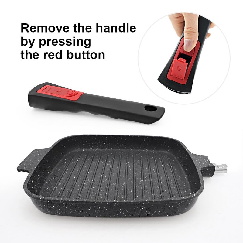 RANX INGST Griddle Pan with Lid, 10 Inch Cast Aluminium