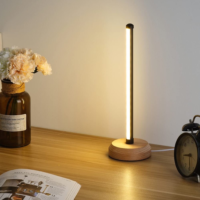 ANLAIBO Modern Led Wood Table Lamp, 3-Color Temperature Bedside Lamp,Bedroom