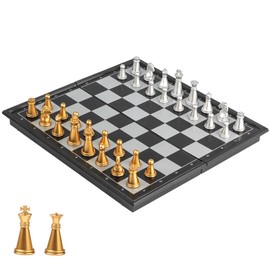 Mini Travel Chess Set Magnetic Vikutu 7.5 Inches Portable Small Folding Chess Board (Small)