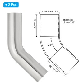 PATIKIL 45 Degree Bend Elbow, 1inch OD Sanitary Exhaust Pipe Elbow Intercooler Pipe Mandrel Elbow Connector Tube for Welding Brewery Equipment HVAC Stair Handrail, 1 Pcs