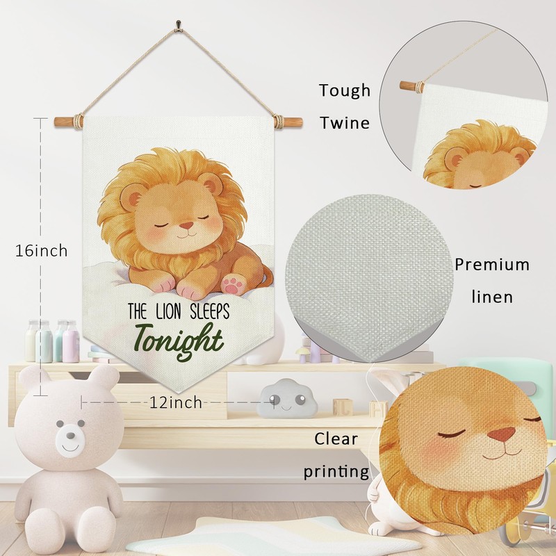 The Lion Sleeps Tonight Canvas Banner Nursery Wall Decor 12x16in