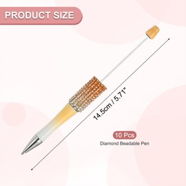 PATIKIL Diamond Beadable Pens, 10 Pcs Gradient Plastic Black Ink Bead Pen Creative DIY Ballpoint Pens for Teacher Office DIY Crafts Party Decorations Handmade Supplies, Orange/White