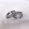 White Gold Filled 2pcs Womens Wedding Ring Sets Bridal Sets