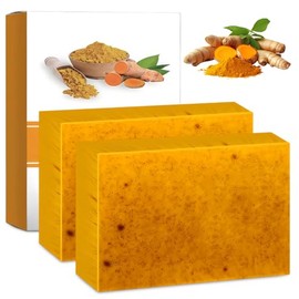 2PCS Jabon Curcuma, Jabón de Cúrcuma, Jabón Turmeric Soap, Ácido Kójico De Cúrcuma y Limón, Ingredientes Naturales Orgánicos, Adecuado para Rostro y Cuerpo, Ilumina el Tono de La Piel, Exfolia(2)