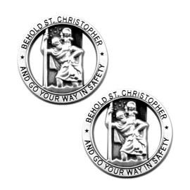 Bojueshaw 2PCS Catholic Car Sun Visor Clip Metal Badge – Religious Dashboard Ornament for Driving Safety and Decoration