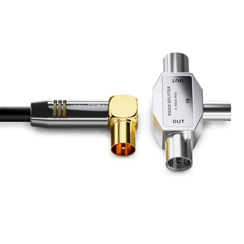 deleyCON Antenna Splitter T-Coupling Dual Device Splitter for Radio T-Adapter