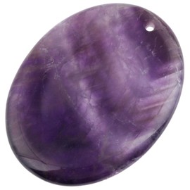 KYEYGWO Oval Crystal Worry Stone for Palm Stone Decompression, Reiki Healing Thumb Stone Pocket Palm Stone Drilling Worry Stone Massage Stones Without Chain or Cord, Amethyst
