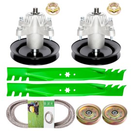 Lawn Mower 42 inch Deck Rebuild Kit Compatible with Troy-Bi lt MTD Cub Ca det LT-542G LT-542H Includes 2 Spindle 918-0624 918-0659, 2 Blade 742-04126 742-0616A, 2 Idler 756-04129B, 1 Be lt 754-04045