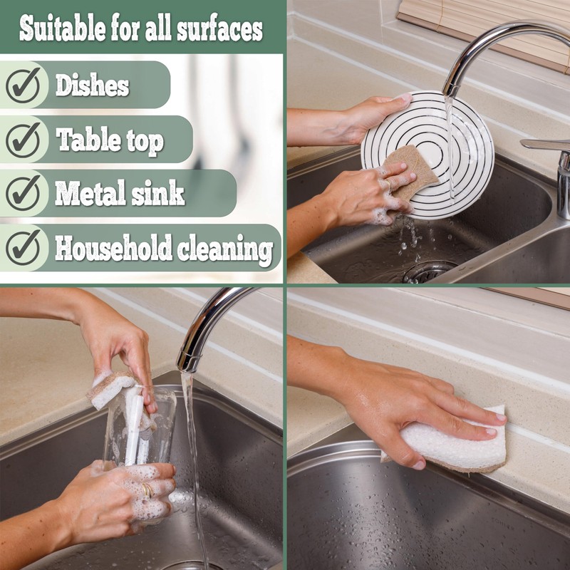 Natural Kitchen Sponge - Biodegradable Compostable Plant Based Coconut Scrubber