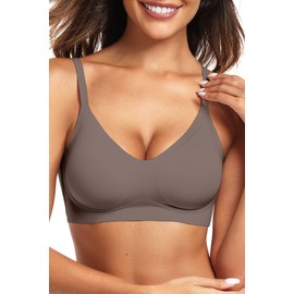 Vertvie Womens Seamless Bra No Underwire Comfort Push Up Bras Buttery Soft Wireless Bralette Full Coverage Sport Everyday Bra(Grey,XX-Large)
