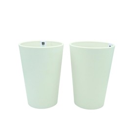 Yuvori White Orchid Pot Cover – 7.9” Tall Modern Eco Resin Planter for Indoor Plants – Lightweight Matte Plastic Pot, No Drain Hole (Minimalist Thickened Resin Planter (2-Pack))