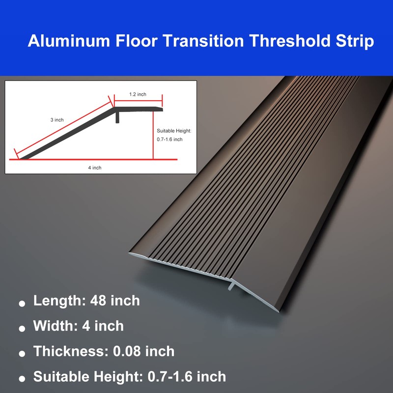 NeatiEase Threshold Ramps for Doorways, 48" Metal Floor Transition Strip