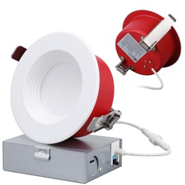 TORCHSTAR 4 Inch 5CCT 2 Hour Fire Rated LED Recessed Lights, UL263 Listed, 2700K/3000K/3500K/4000K/5000K, Baffle Recessed Lighting with J-Box, CRI90, Dimmable Canless Downlight, ETL & ES & T24